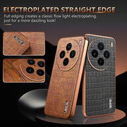 For vivo X100 Pro 5G / X100s Pro AZNS Electroplated Frame Crocodile Texture Full Coverage Phone Case(Green)
