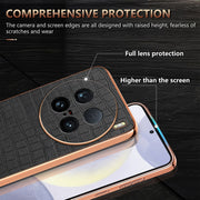 For vivo X100 Ultra AZNS Electroplated Frame Crocodile Texture Full Coverage Phone Case(Green)