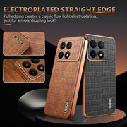 For Redmi K70 / K70 Pro AZNS Electroplated Frame Crocodile Texture Full Coverage Phone Case(Black)