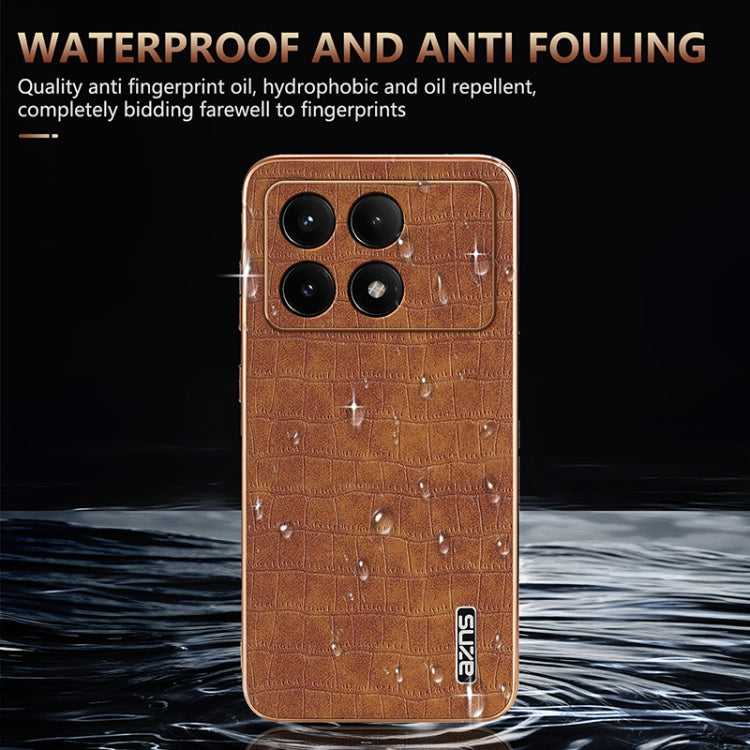 For Redmi K70 / K70 Pro AZNS Electroplated Frame Crocodile Texture Full Coverage Phone Case(Black)