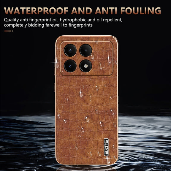 For Redmi K70 / K70 Pro AZNS Electroplated Frame Crocodile Texture Full Coverage Phone Case(Blue)