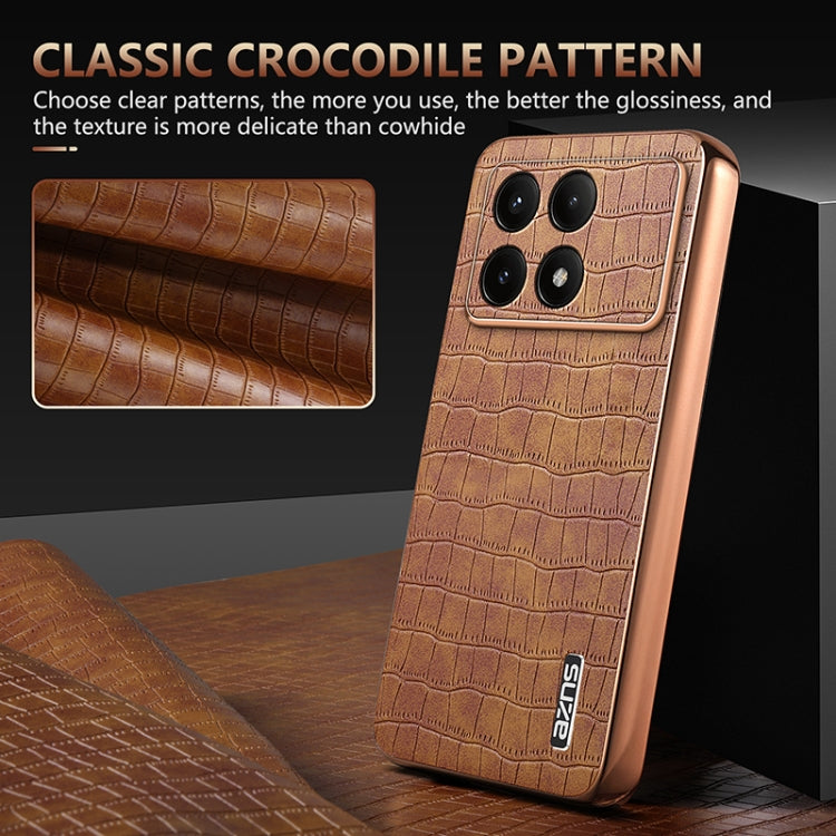 For Redmi K70 / K70 Pro AZNS Electroplated Frame Crocodile Texture Full Coverage Phone Case(White)
