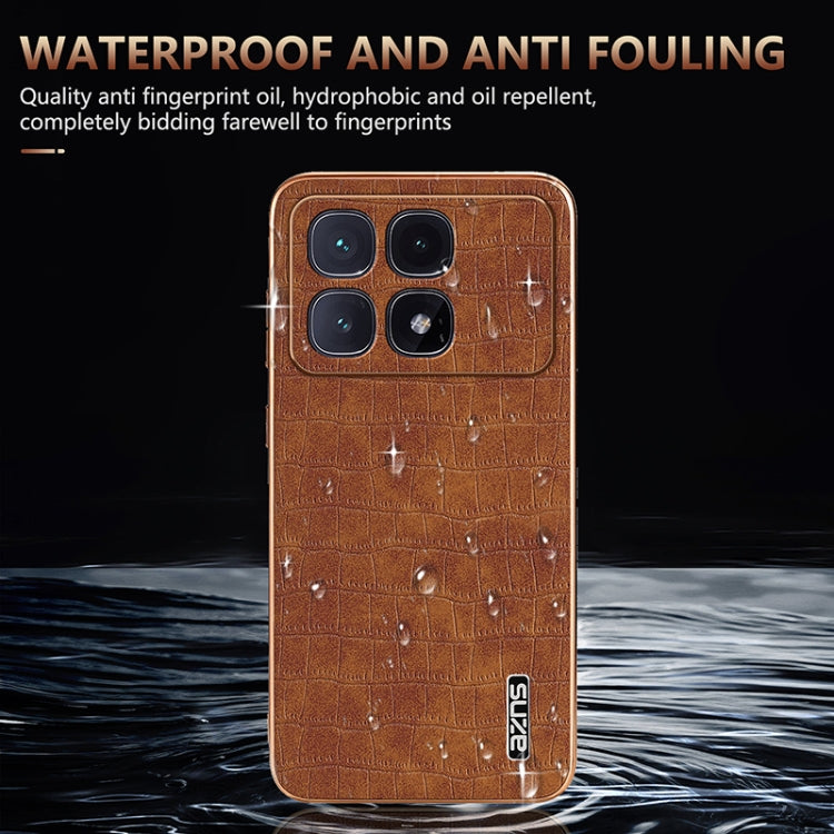 For Redmi K70 Ultra AZNS Electroplated Frame Crocodile Texture Full Coverage Phone Case(Black)