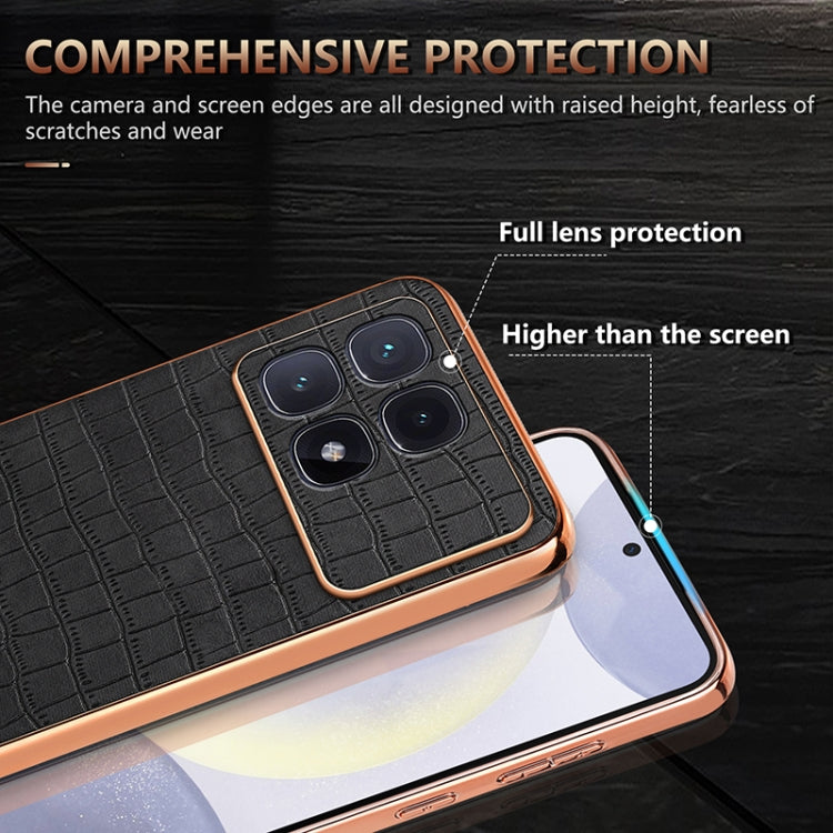 For Redmi K70 Ultra AZNS Electroplated Frame Crocodile Texture Full Coverage Phone Case(Green)