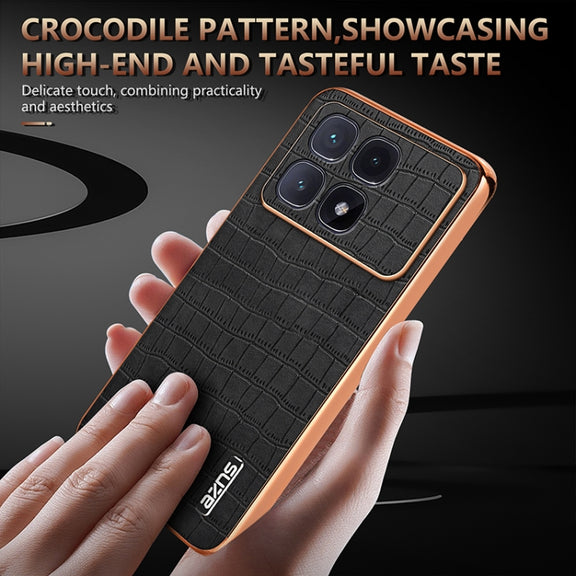 For Redmi K70 Ultra AZNS Electroplated Frame Crocodile Texture Full Coverage Phone Case(Green)