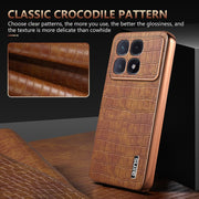 For Redmi K70 Ultra AZNS Electroplated Frame Crocodile Texture Full Coverage Phone Case(Blue)
