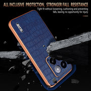 For Xiaomi 14 AZNS Electroplated Frame Crocodile Texture Full Coverage Phone Case(Green)