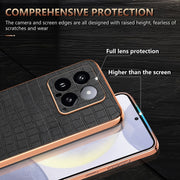 For Xiaomi 14 AZNS Electroplated Frame Crocodile Texture Full Coverage Phone Case(Green)