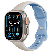 For Apple Watch Ultra 2 49mm Two Color Slim Butterfly Buckle Silicone Watch Band(White Fog Blue)