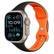 For Apple Watch Ultra 2 49mm Two Color Slim Butterfly Buckle Silicone Watch Band(Black Orange)