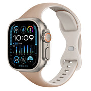 For Apple Watch Ultra 49mm Two Color Slim Butterfly Buckle Silicone Watch Band(Milk Tea Rock White)