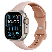 For Apple Watch Ultra 49mm Two Color Slim Butterfly Buckle Silicone Watch Band(Pink Rose Grey)