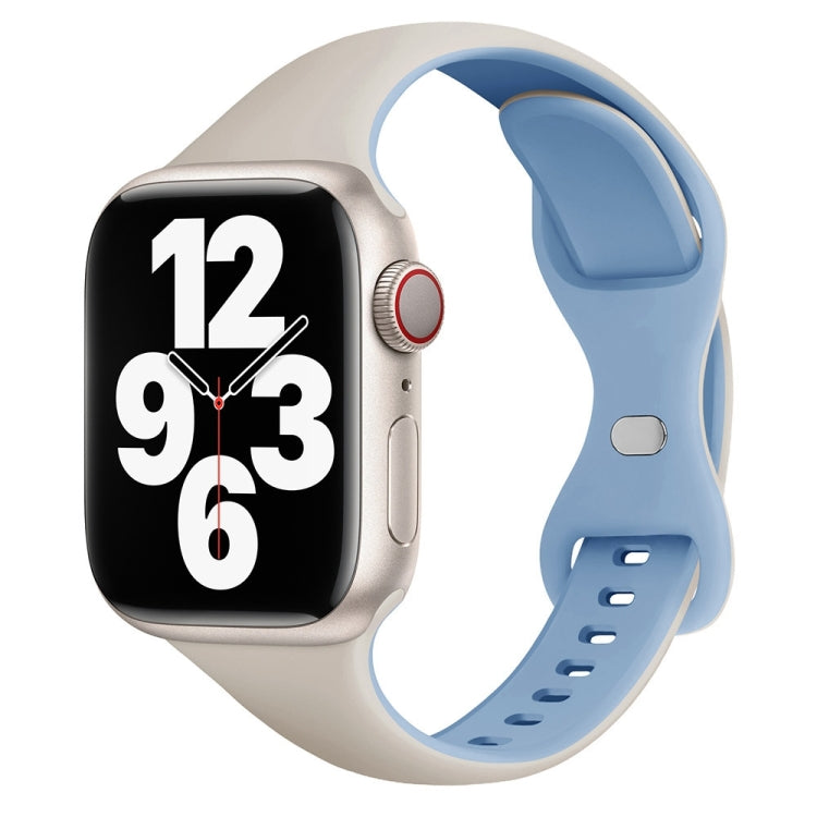For Apple Watch Series 4 44mm Two Color Slim Butterfly Buckle Silicone Watch Band(White Fog Blue) - free shipping - PMc TechLife - Order now!