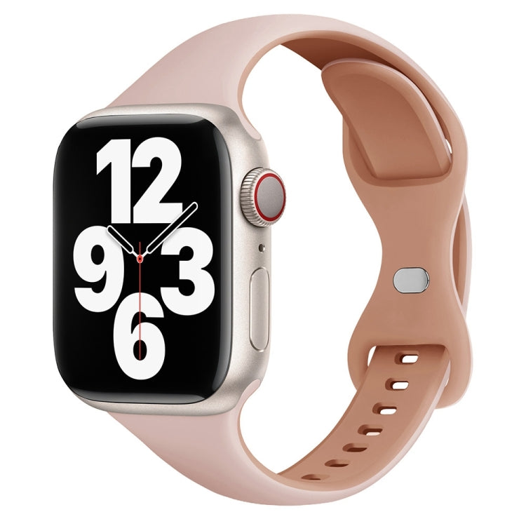 For Apple Watch Series 4 44mm Two Color Slim Butterfly Buckle Silicone Watch Band(Pink Rose Grey) - free shipping - PMc TechLife - Order now!