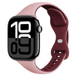 For Apple Watch Series 10 46mm Two Color Slim Butterfly Buckle Silicone Watch Band(Pink Wine Red) - Watch Bands by PMc TechLife | Online Shopping South Africa | PMc TechLife | Buy Now Pay Later Mobicred