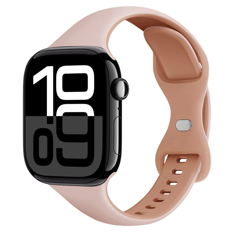 For Apple Watch Series 10 42mm Two Color Slim Butterfly Buckle Silicone Watch Band(Pink Rose Grey) - free shipping - PMc TechLife - Order now!