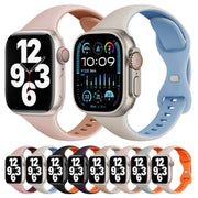 For Apple Watch Series 8 41mm Two Color Slim Butterfly Buckle Silicone Watch Band(Dark Purple Orange)