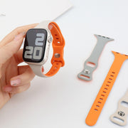 For Apple Watch Series 8 41mm Two Color Slim Butterfly Buckle Silicone Watch Band(Starlight Orange)