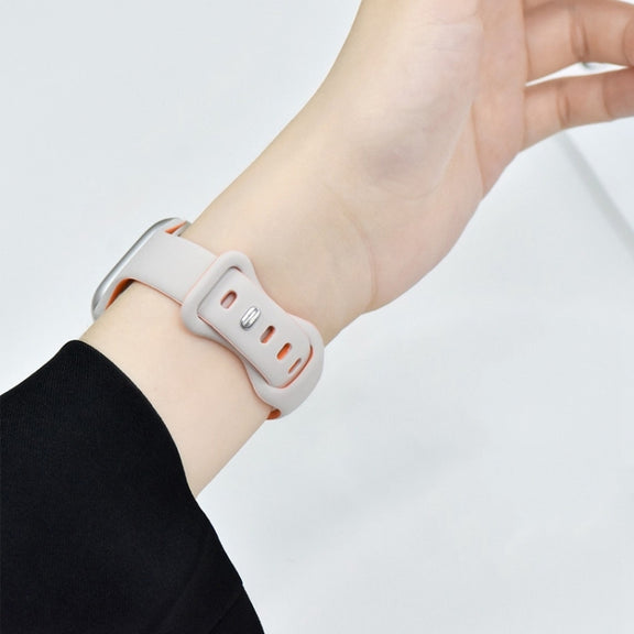 For Apple Watch Series 10 46mm Two Color Slim Butterfly Buckle Silicone Watch Band(White Fog Blue)