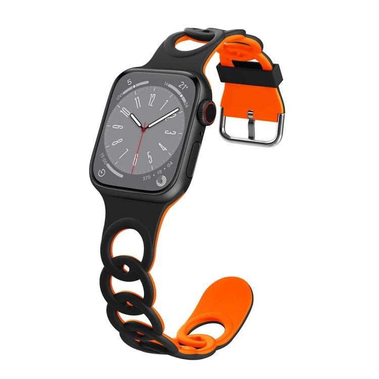 For Apple Watch Series 5 44mm Donut Hollow Silicone Watch Band(Black Orange) - free shipping - PMc TechLife - Order now!