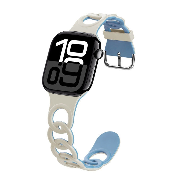 For Apple Watch Series 10 46mm Donut Hollow Silicone Watch Band(White Fog Blue) - free shipping - PMc TechLife - Order now!