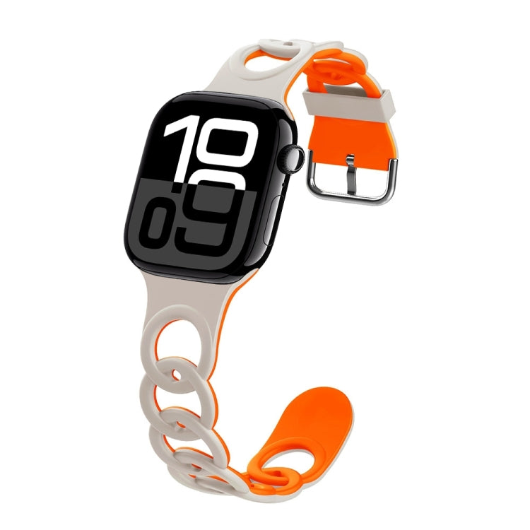 For Apple Watch Series 10 46mm Donut Hollow Silicone Watch Band(Starlight Orange) - free shipping - PMc TechLife - Order now!