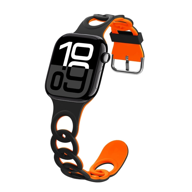 For Apple Watch Series 10 42mm Donut Hollow Silicone Watch Band(Black Orange) - free shipping - PMc TechLife - Order now!