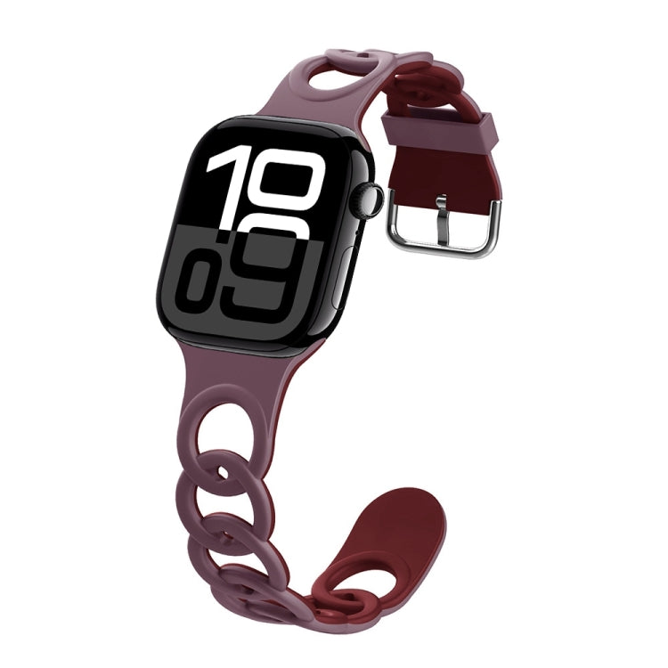 For Apple Watch Series 10 42mm Donut Hollow Silicone Watch Band(Smoke Purple Wine Red) - free shipping - PMc TechLife - Order now!