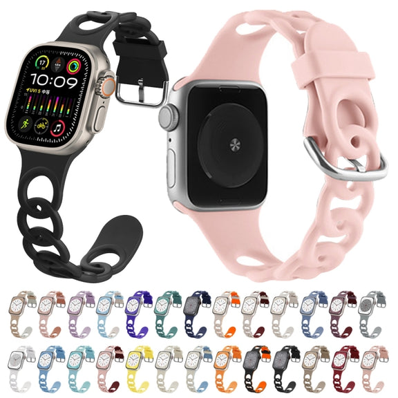 For Apple Watch SE 44mm Donut Hollow Silicone Watch Band(Light Yellow)