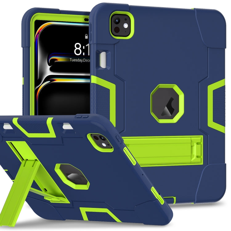 For iPad Pro 11 2024 Contrast Color Silicone Acrylic PC Tablet Case with Holder(Navy Blue Yellow Green) - iPad Pro 11 2024 Cases by PMC TechLife | Online Shopping South Africa | PMC TechLife | Buy Now Pay Later Mobicred
