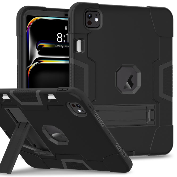 For iPad Pro 11 2024 Contrast Color Silicone Acrylic PC Tablet Case with Holder(Black) - iPad Pro 11 2024 Cases by PMC TechLife | Online Shopping South Africa | PMC TechLife | Buy Now Pay Later Mobicred