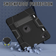 For iPad Pro 11 2024 Contrast Color Silicone Acrylic PC Tablet Case with Holder(Black)