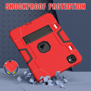 For iPad Pro 11 2024 Contrast Color Silicone Acrylic PC Tablet Case with Holder(Red Black)