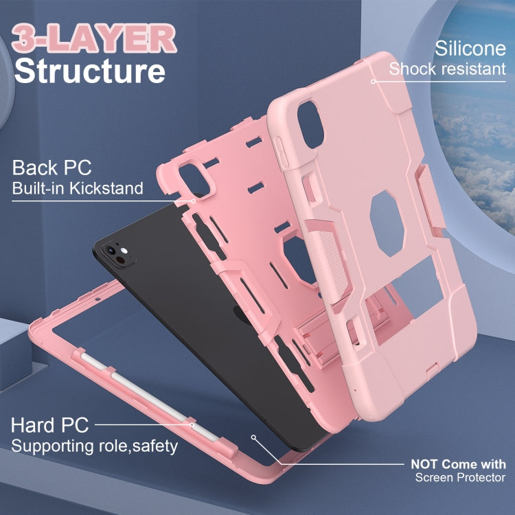 For iPad Pro 11 2024 Contrast Color Silicone Acrylic PC Tablet Case with Holder(Rose Gold) - iPad Pro 11 2024 Cases by PMC TechLife | Online Shopping South Africa | PMC TechLife | Buy Now Pay Later Mobicred