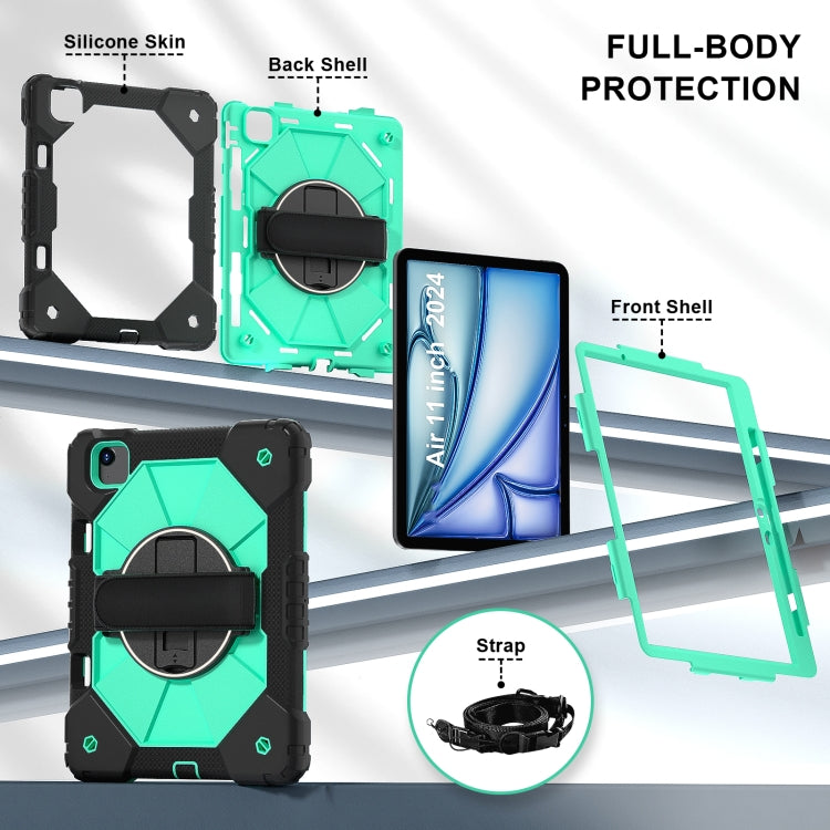 For iPad Air 11 2025 / 2024 Contrast Color Robot Silicone Hybrid PC Tablet Case(Black Mint Green) - free shipping - PMC TechLife - Order now!