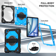For iPad Air 11 2025 / 2024 Contrast Color Robot Silicone Hybrid PC Tablet Case(Black Blue)