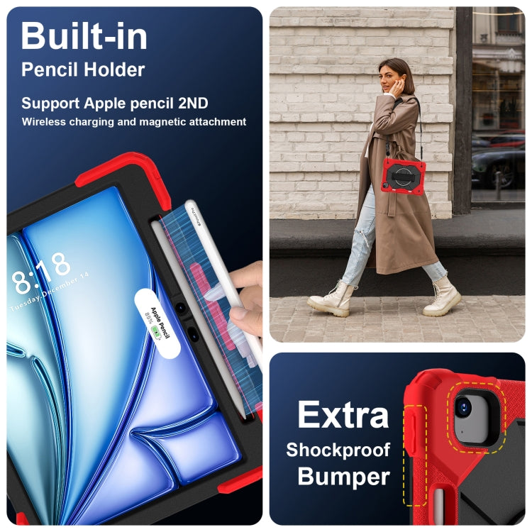 For iPad Air 11 2025 / 2024 Contrast Color Robot Silicone Hybrid PC Tablet Case(Red Black)