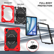 For iPad Air 11 2025 / 2024 Contrast Color Robot Silicone Hybrid PC Tablet Case(Red Black)