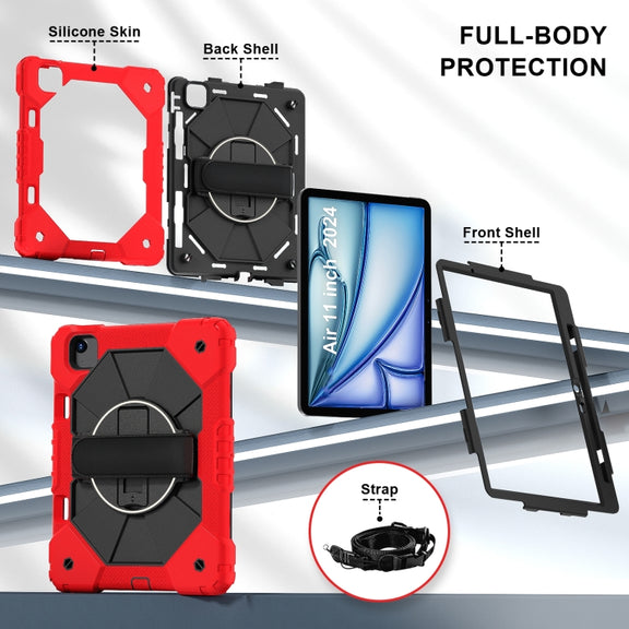 For iPad Air 11 2025 / 2024 Contrast Color Robot Silicone Hybrid PC Tablet Case(Red Black)