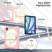 For iPad Air 11 2024 Contrast Color Robot Silicone Hybrid PC Tablet Case(Rose Gold Beige)