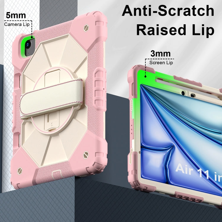For iPad Air 11 2024 Contrast Color Robot Silicone Hybrid PC Tablet Case(Rose Gold Beige)