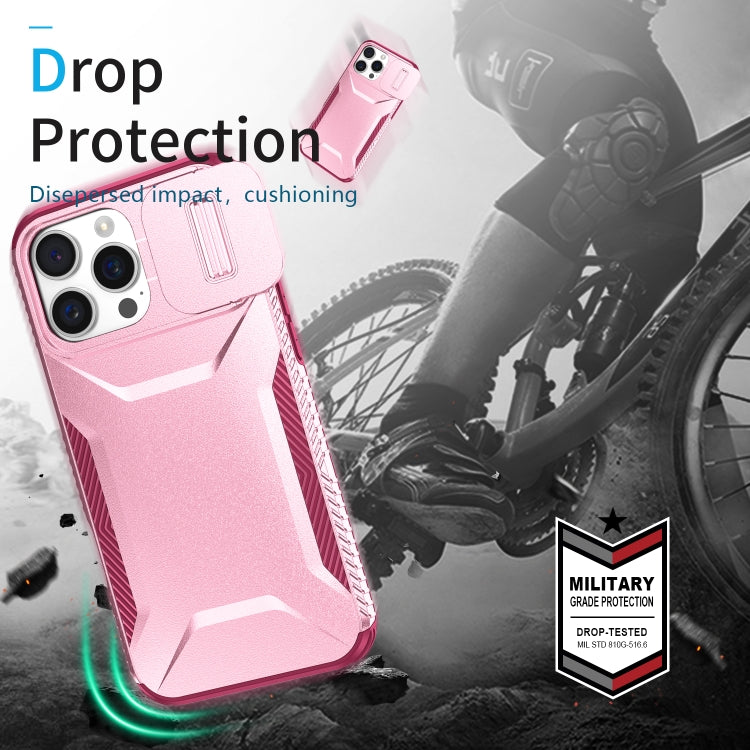 For iPhone 16 Pro Sliding Camshield Phone Case(Pink + Rose Red) - free shipping - PMC Jewellery - Order now!