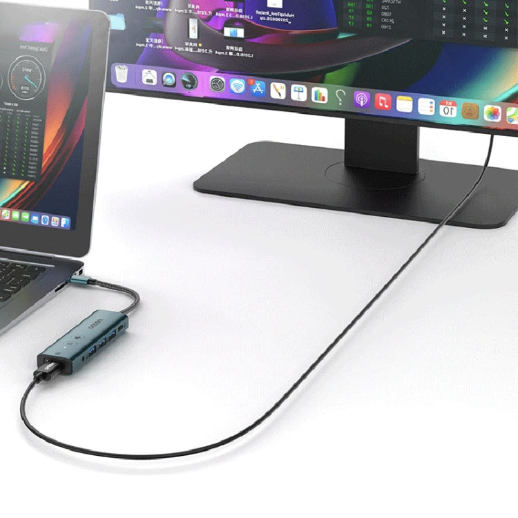 Onten UC123+ USB-C / Type-C to HDTV Multi-function HUB Docking Station with Button, Length:1.5m(Green)