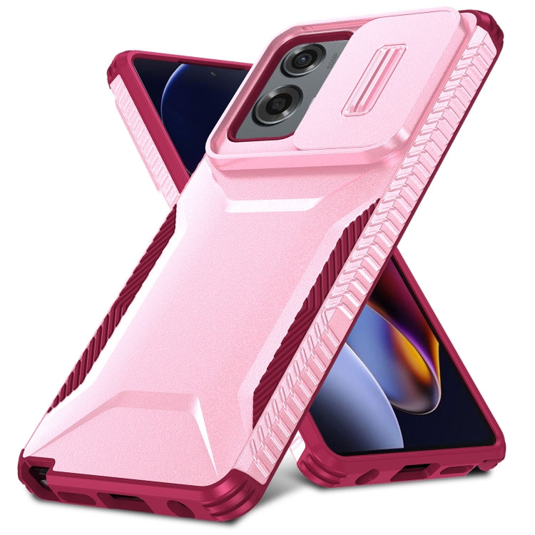 For Motorola Moto G Stylus 5G 2024 Sliding Camshield Phone Case(Pink + Rose Red)