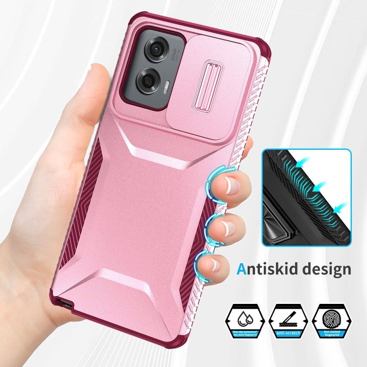 For Motorola Moto G Stylus 5G 2024 Sliding Camshield Phone Case(Pink + Rose Red)