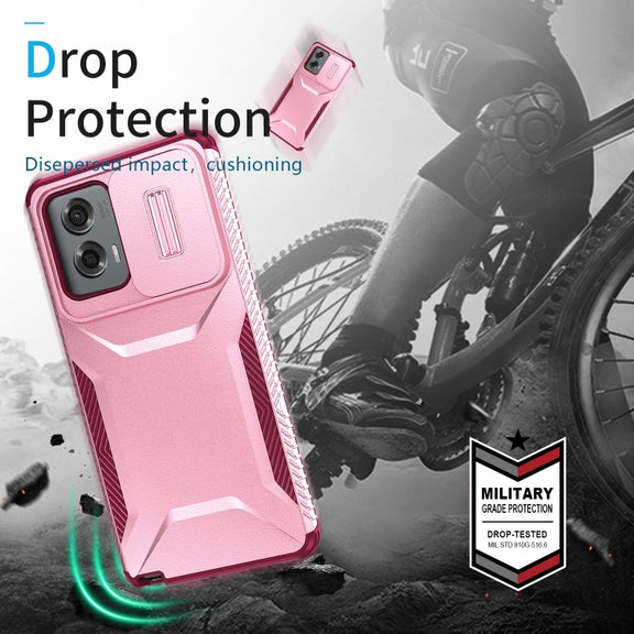 For Motorola Moto G Stylus 5G 2024 Sliding Camshield Phone Case(Pink + Rose Red)
