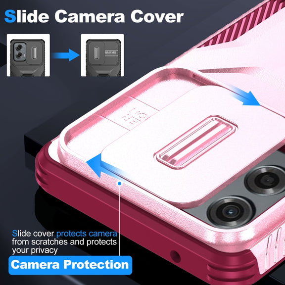 For Motorola Moto G Stylus 5G 2024 Sliding Camshield Phone Case(Pink + Rose Red)