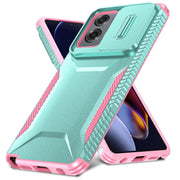 For Motorola Moto G Stylus 5G 2024 Sliding Camshield Phone Case(Grey Green + Pink)