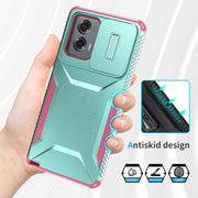 For Motorola Moto G Stylus 5G 2024 Sliding Camshield Phone Case(Grey Green + Pink)