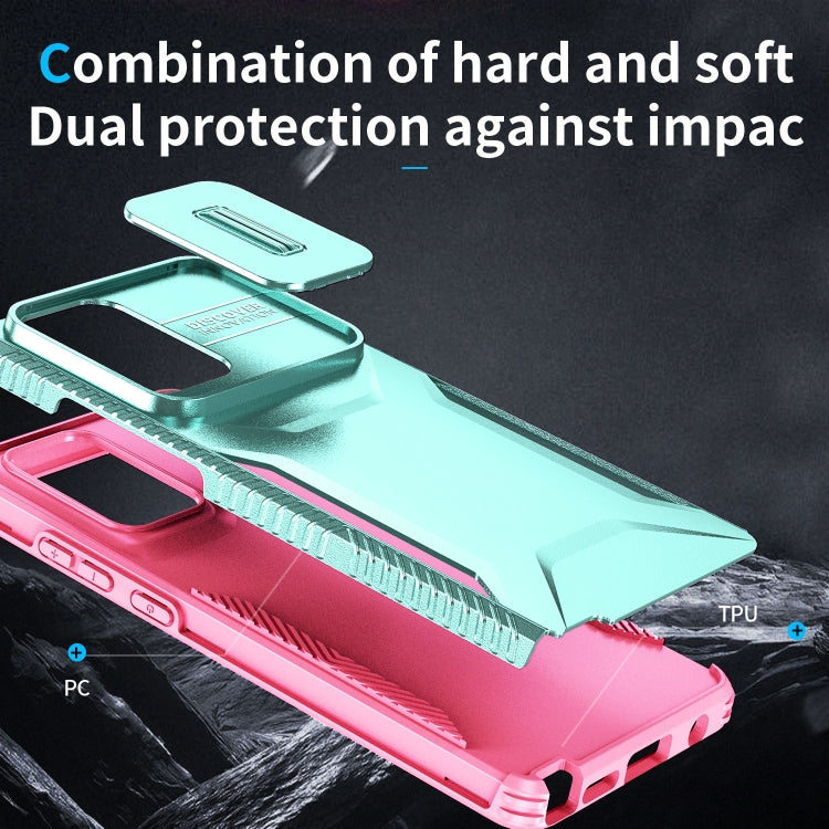 For Motorola Moto G Stylus 5G 2024 Sliding Camshield Phone Case(Grey Green + Pink)